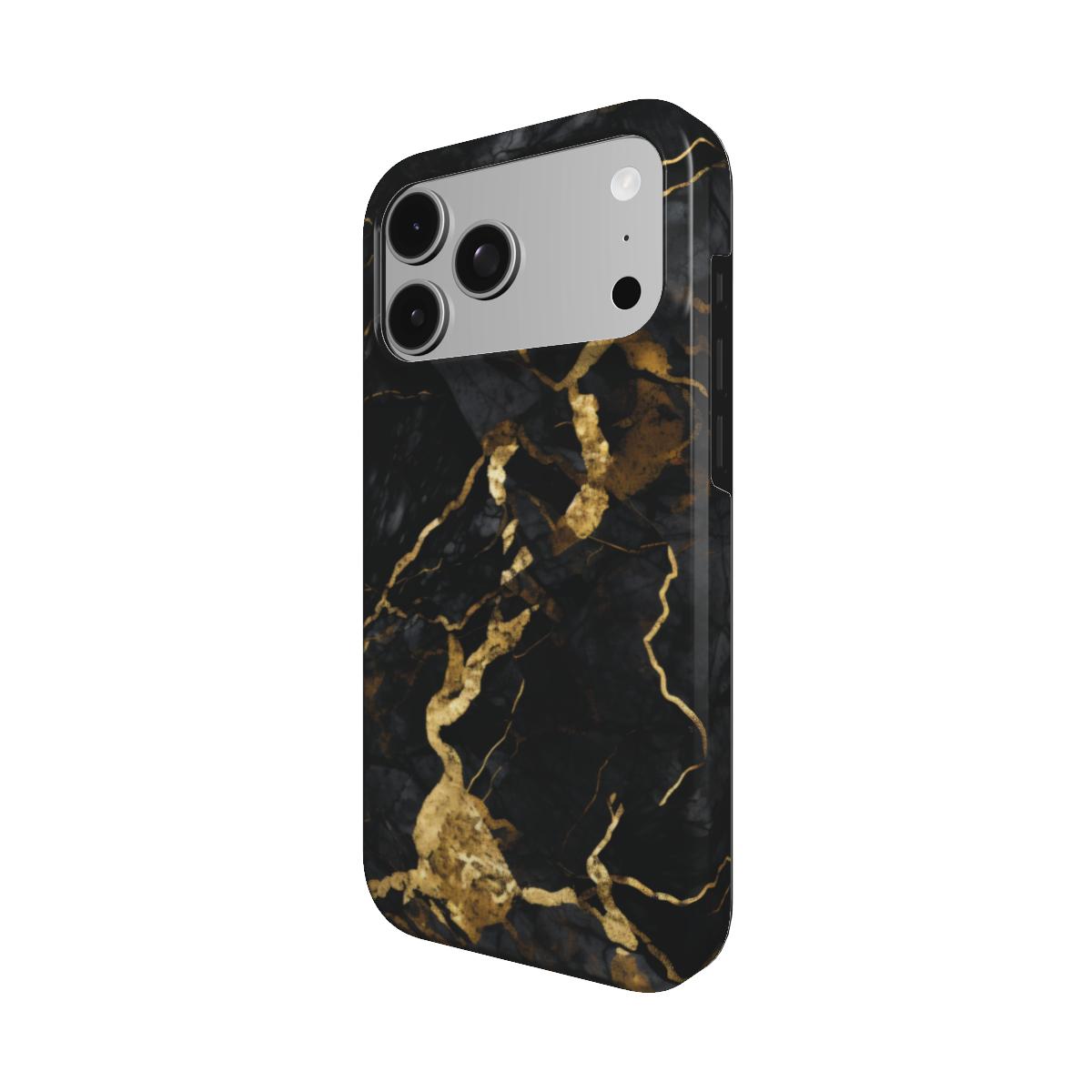Onyx Gold Marble phone case – MagSafe iPhone case, detail view