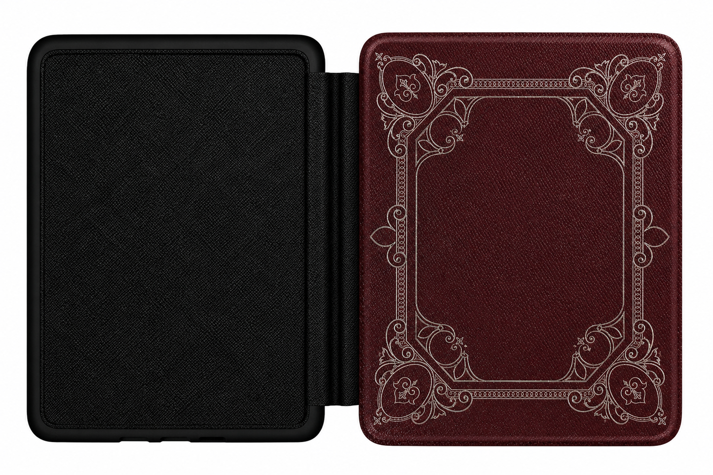 Ornate Antique Frame Kindle case shown at an angle