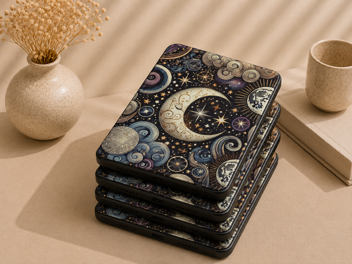 Ornate crescent moon Kindle case — additional view
