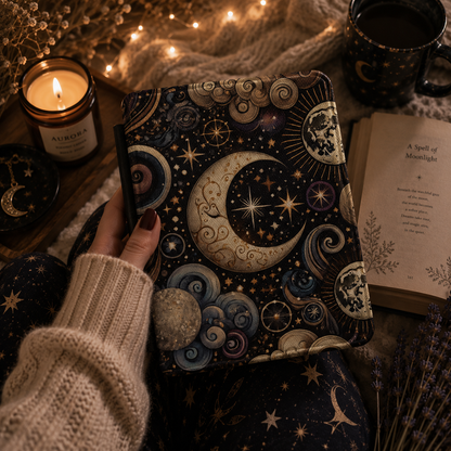 Ornate crescent moon Kindle case — additional view