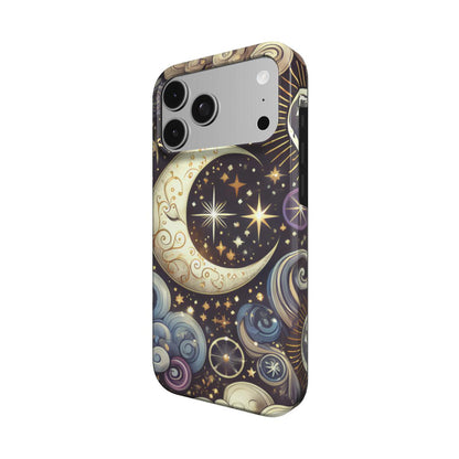 Ornate Crescent Moon phone case – MagSafe iPhone case, angled view