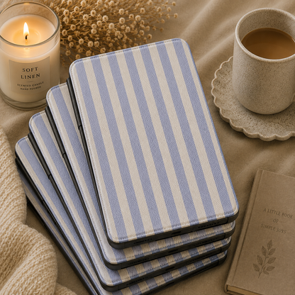 Periwinkle Stripe Kindle Case — Soft Blue & Cream Pattern
