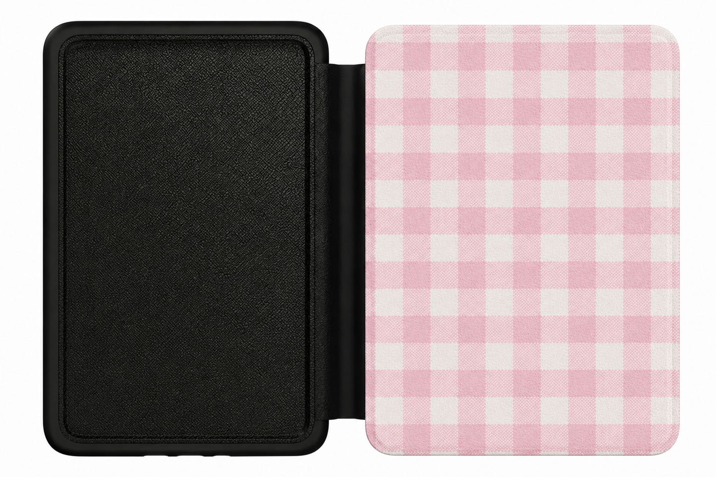 Pink Gingham Kindle Case — Soft Cottage Check on Cream