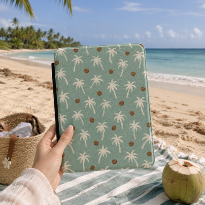 Palm Tree Kindle Case — Tropical Cream Palms on Sage