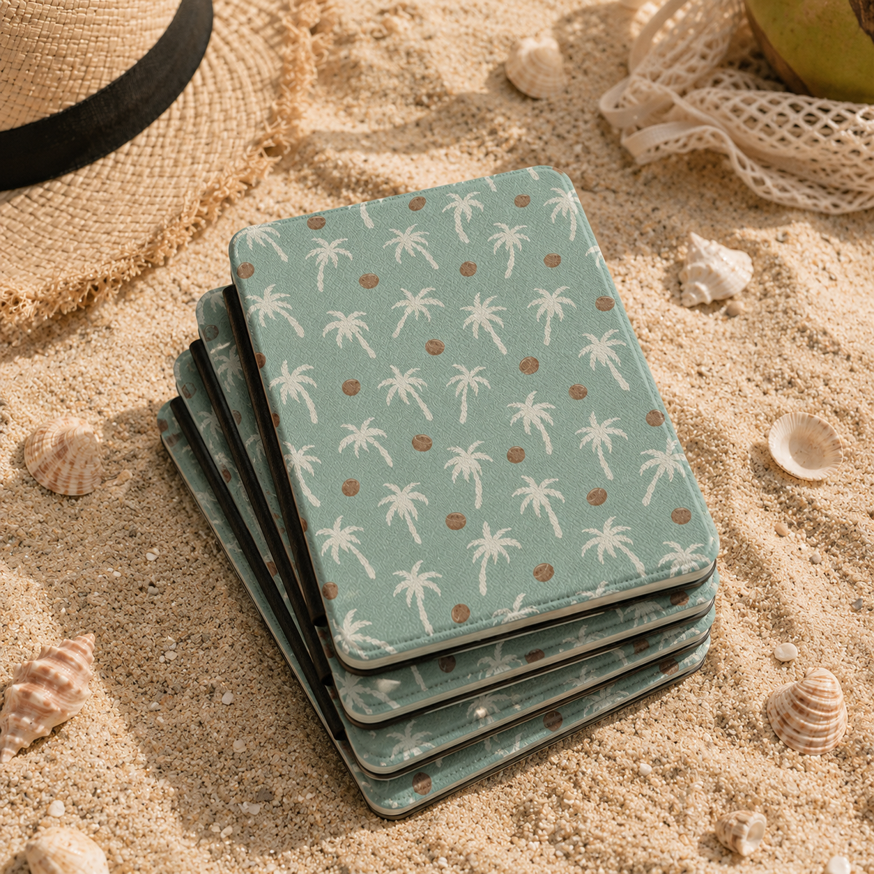 Palm Tree Kindle Case — Tropical Cream Palms on Sage