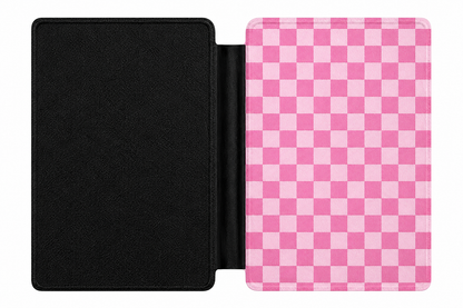 Pink Check Kindle Case — Oversized Buffalo Check Pattern