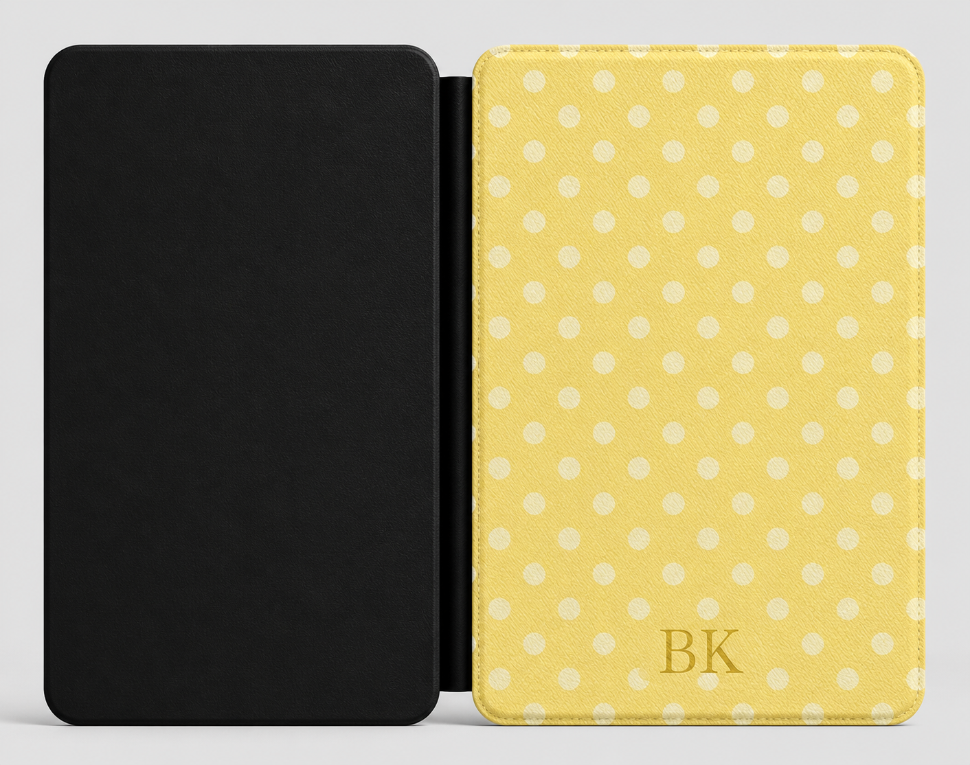 Personalized Yellow Polka Dot Kindle Case — Debossed Initials