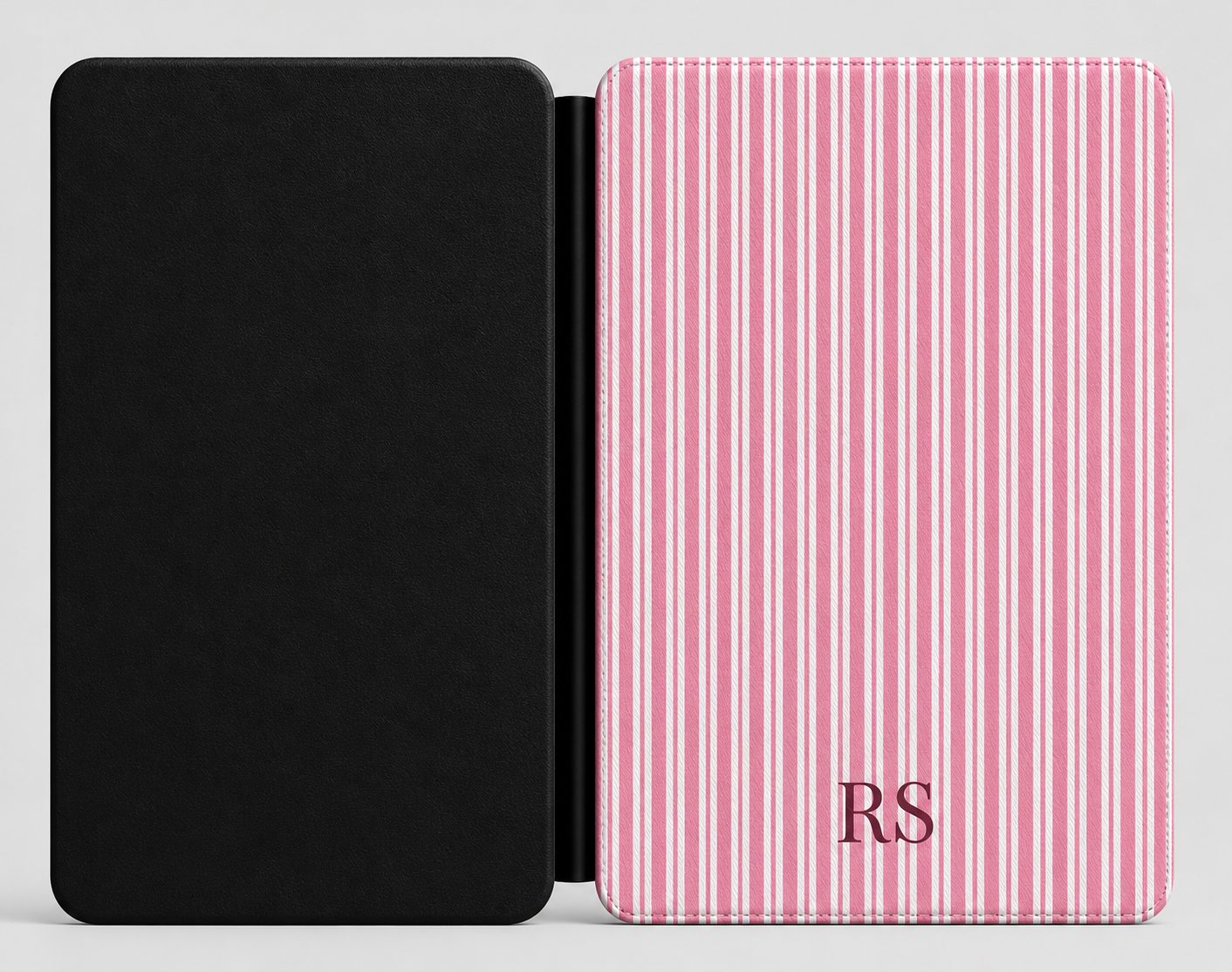 Personalized Pink Ticking Stripe Kindle Case — Debossed Initials