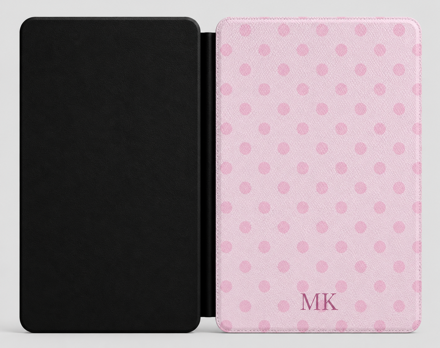 Personalized Pink Polka Dot Kindle Case — Debossed Initials