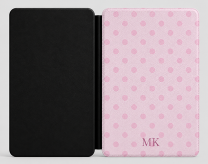 Personalized Pink Polka Dot Kindle Case — Debossed Initials