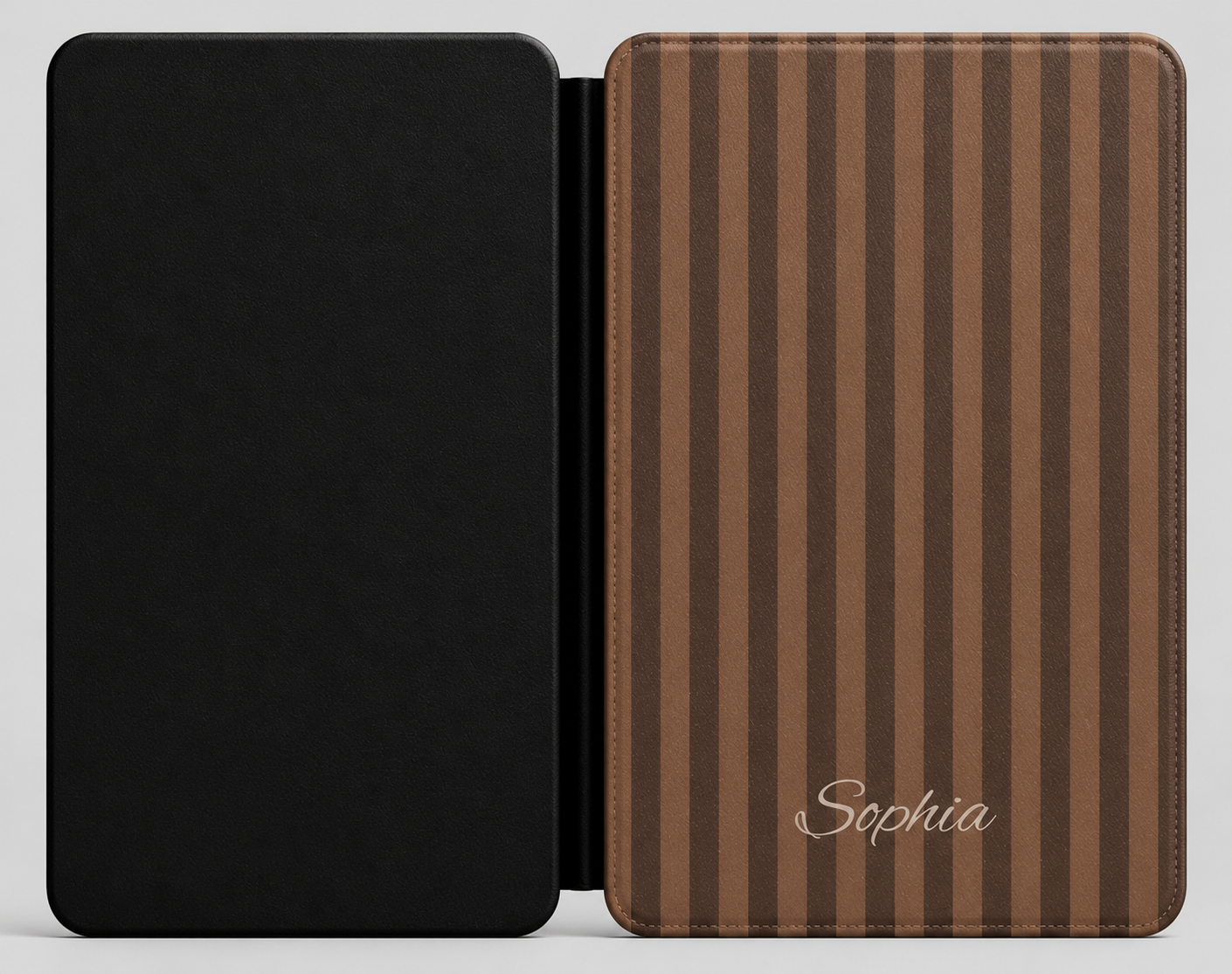 Personalized Brown Stripe Kindle Case — Debossed Name