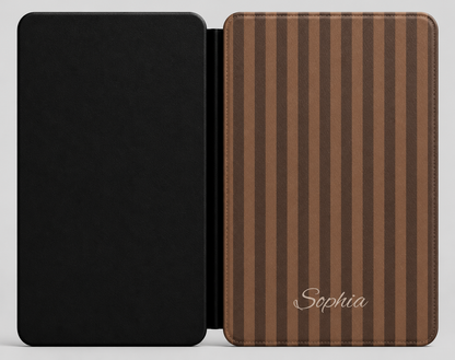 Personalized Brown Stripe Kindle Case — Debossed Name