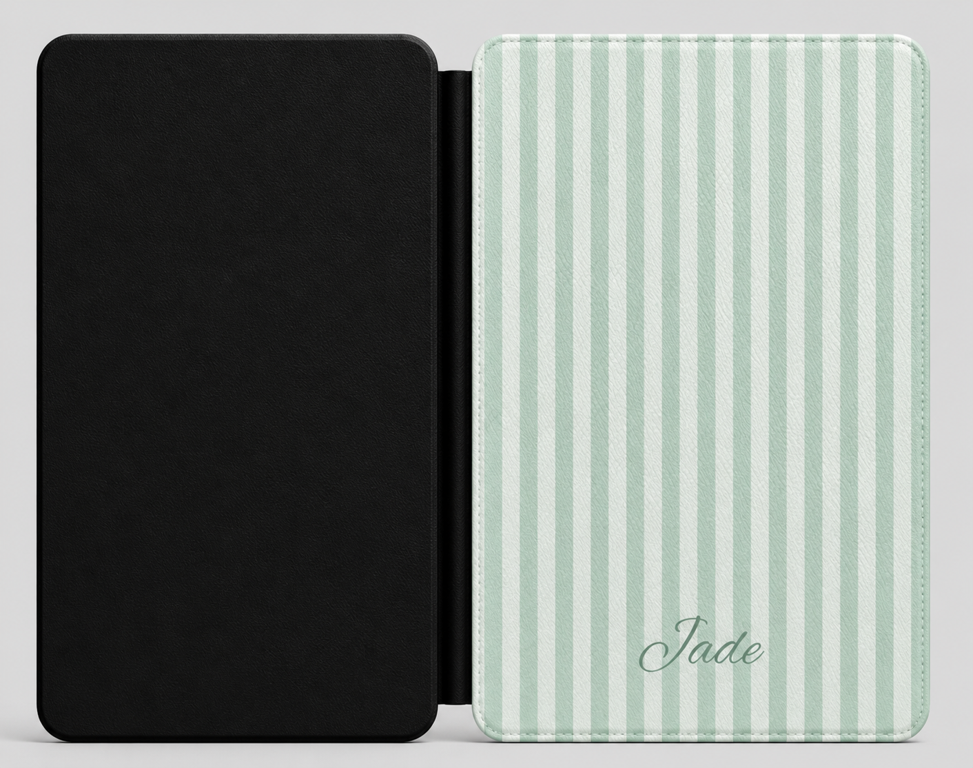 Personalized Sage Stripe Kindle Case — Debossed Name