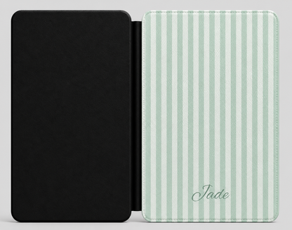 Personalized Sage Stripe Kindle Case — Debossed Name