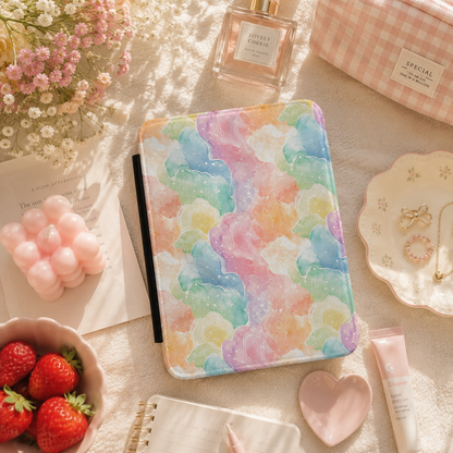 Pastel Watercolour Clouds Kindle Case — Rainbow Wash Print