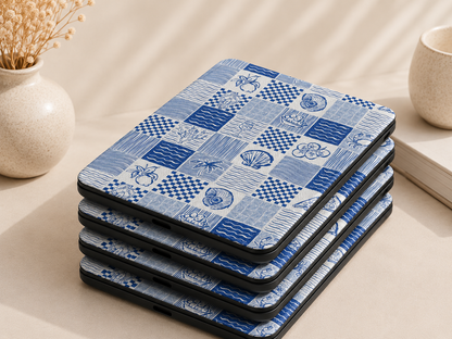 Mediterranean Block Print Kindle Case — Blue Tile Collage