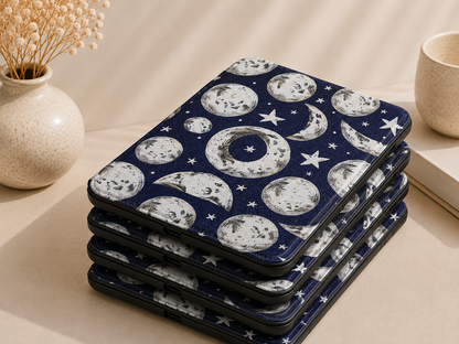 Moon Phases Kindle Case — Vintage Navy Celestial Print