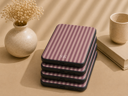 Personalised Mauve Stripe Kindle Case — Custom Initials