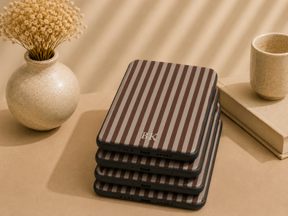 Personalised Brown Stripe Kindle Case — Custom Initials