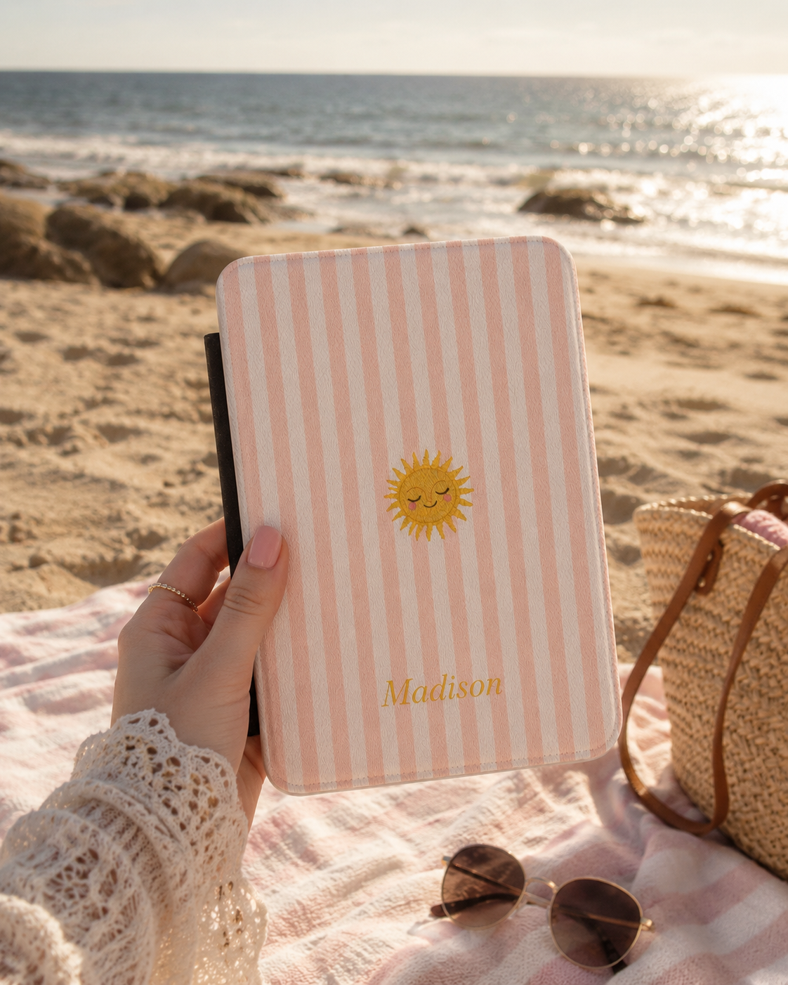 Personalised Sunshine Stripe Name Kindle Case — Custom Name
