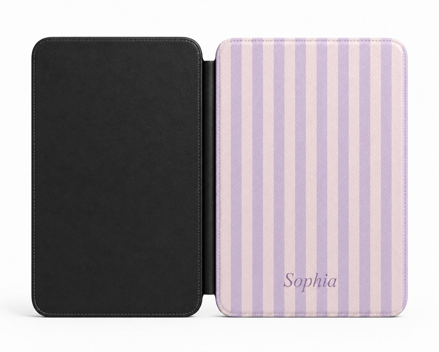 Personalised Lavender Stripe Name Kindle Case — Custom Name