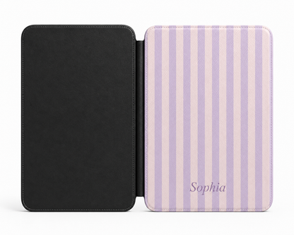 Personalised Lavender Stripe Name Kindle Case — Custom Name