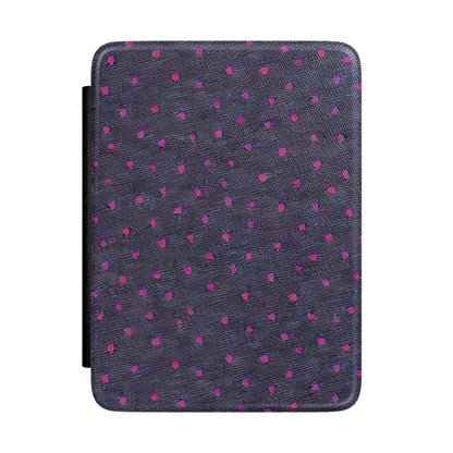 Charcoal Kindle Paperwhite case with hand-painted magenta dots front cover — Atelier painterly gift for readers