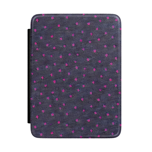 Charcoal Kindle Paperwhite case with hand-painted magenta dots front cover — Atelier painterly gift for readers