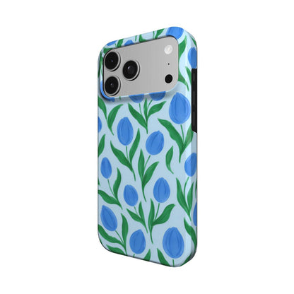 Painted Tulip phone case – MagSafe iPhone case, angled view
