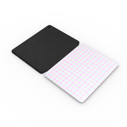 Pastel gingham iPad case with the Apple Pencil in its slot
