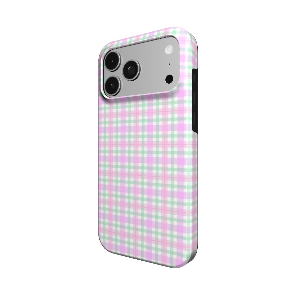Pastel Gingham phone case – MagSafe iPhone case, detail view