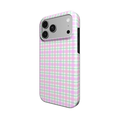 Pastel Gingham phone case – MagSafe iPhone case, detail view