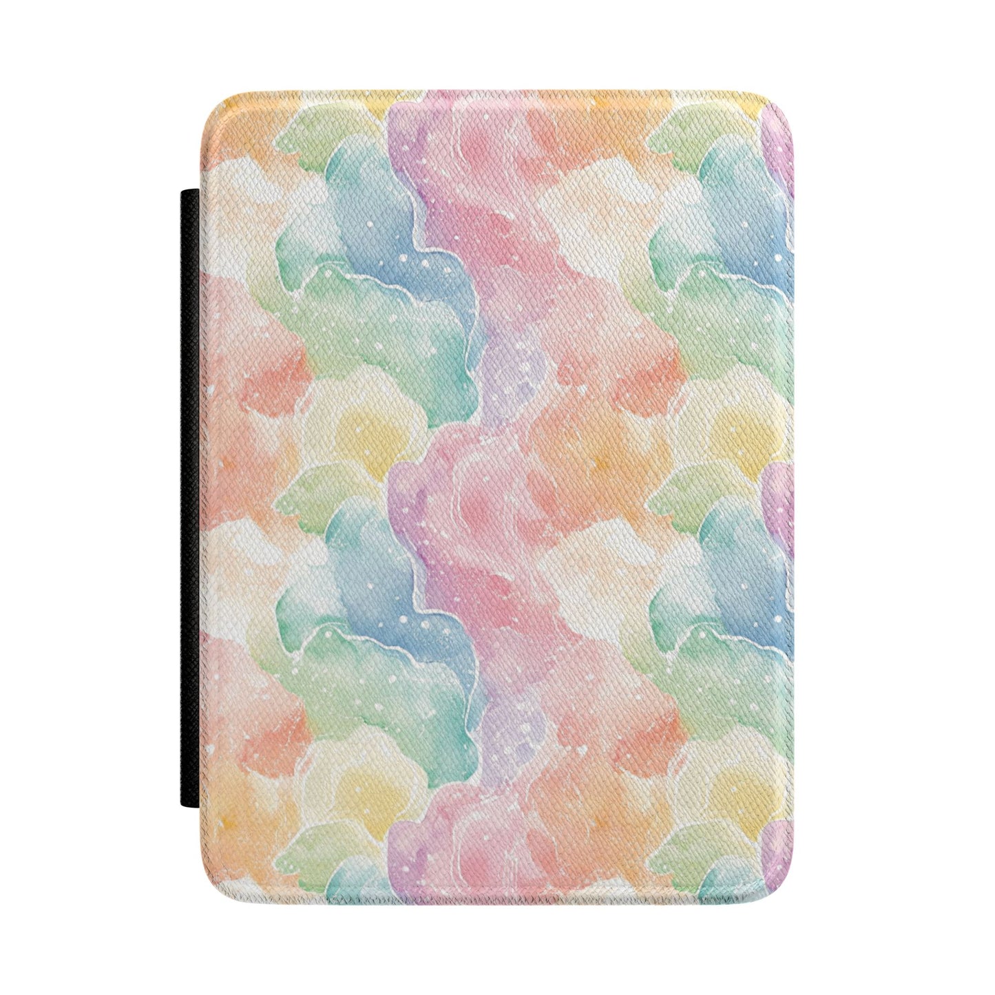 Pastel rainbow watercolour Kindle Paperwhite case with abstract cloud shapes front cover — Atelier colourful gift