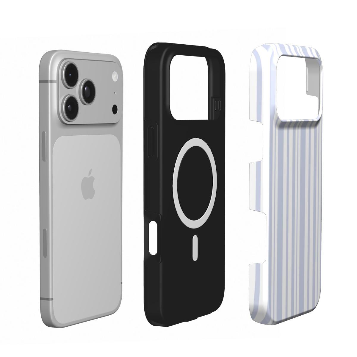 Periwinkle Ticking Stripe phone case – MagSafe iPhone case, second detail view