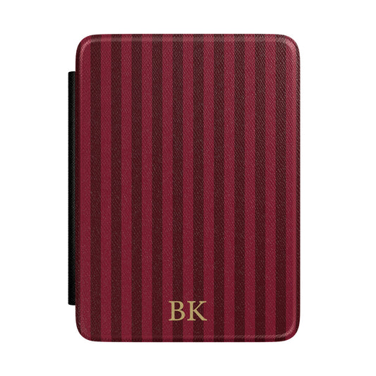 Personalised Burgundy Stripe Saffiano Kindle Case - front view
