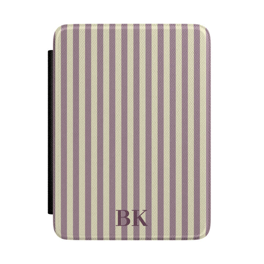 Personalised Cream and Mauve Stripe Kindle Case - front view