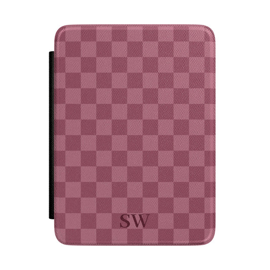 Personalised Pink Checkerboard Kindle Case - front view