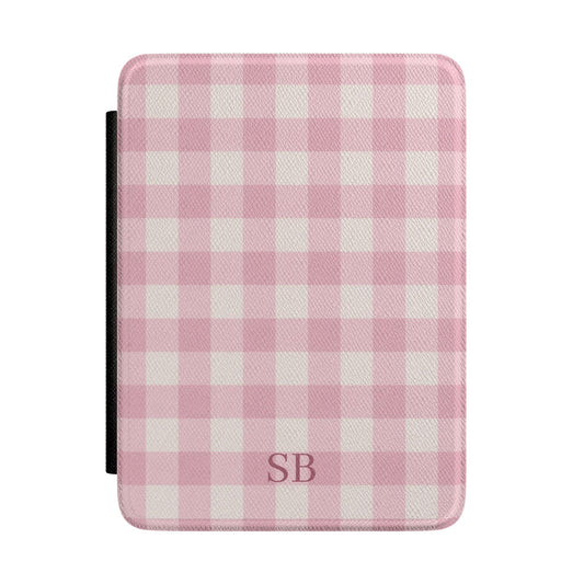 Personalised Pink Gingham Kindle Case - front view