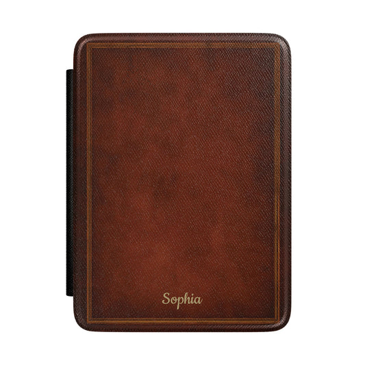 Personalised Vintage Leather Look Kindle Case - front view