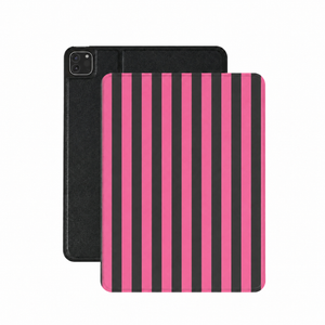 Pink & Black Stripe iPad Case