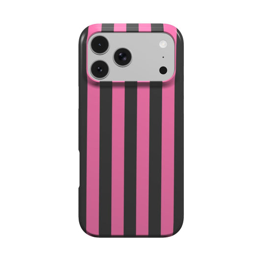 Pink & Black Stripe phone case – MagSafe iPhone case, front view