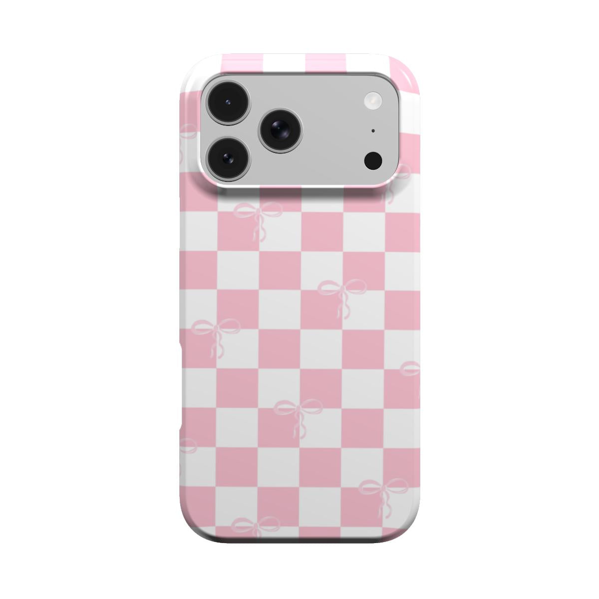 Pink Bow Check phone case – MagSafe iPhone case, front view