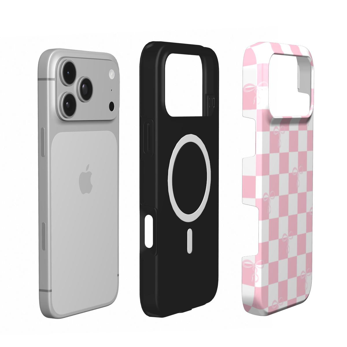 Pink Bow Check phone case – MagSafe iPhone case, second detail view