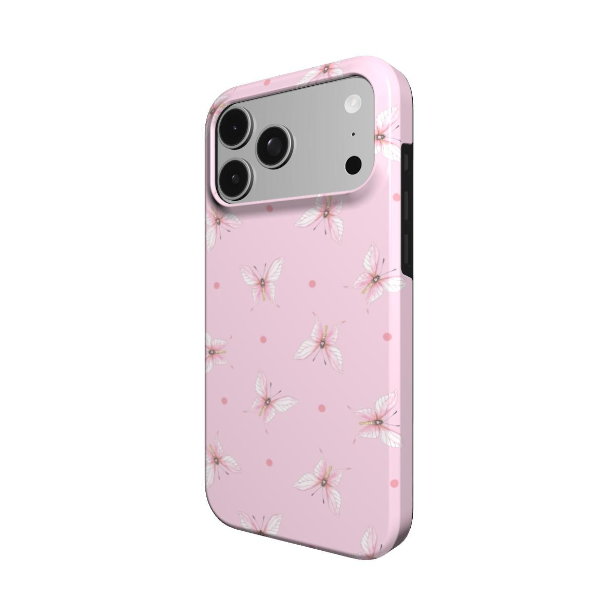Pink Butterfly Dot phone case – MagSafe iPhone case, detail view