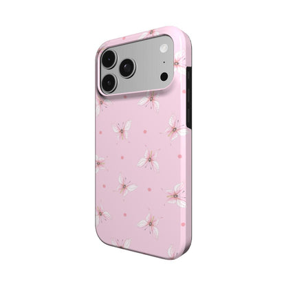 Pink Butterfly Dot phone case – MagSafe iPhone case, detail view