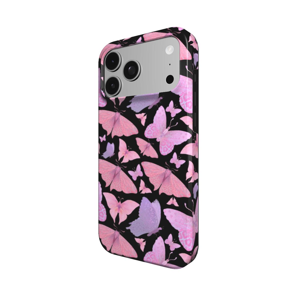 Pink Butterfly Flutter phone case – MagSafe iPhone case, detail view