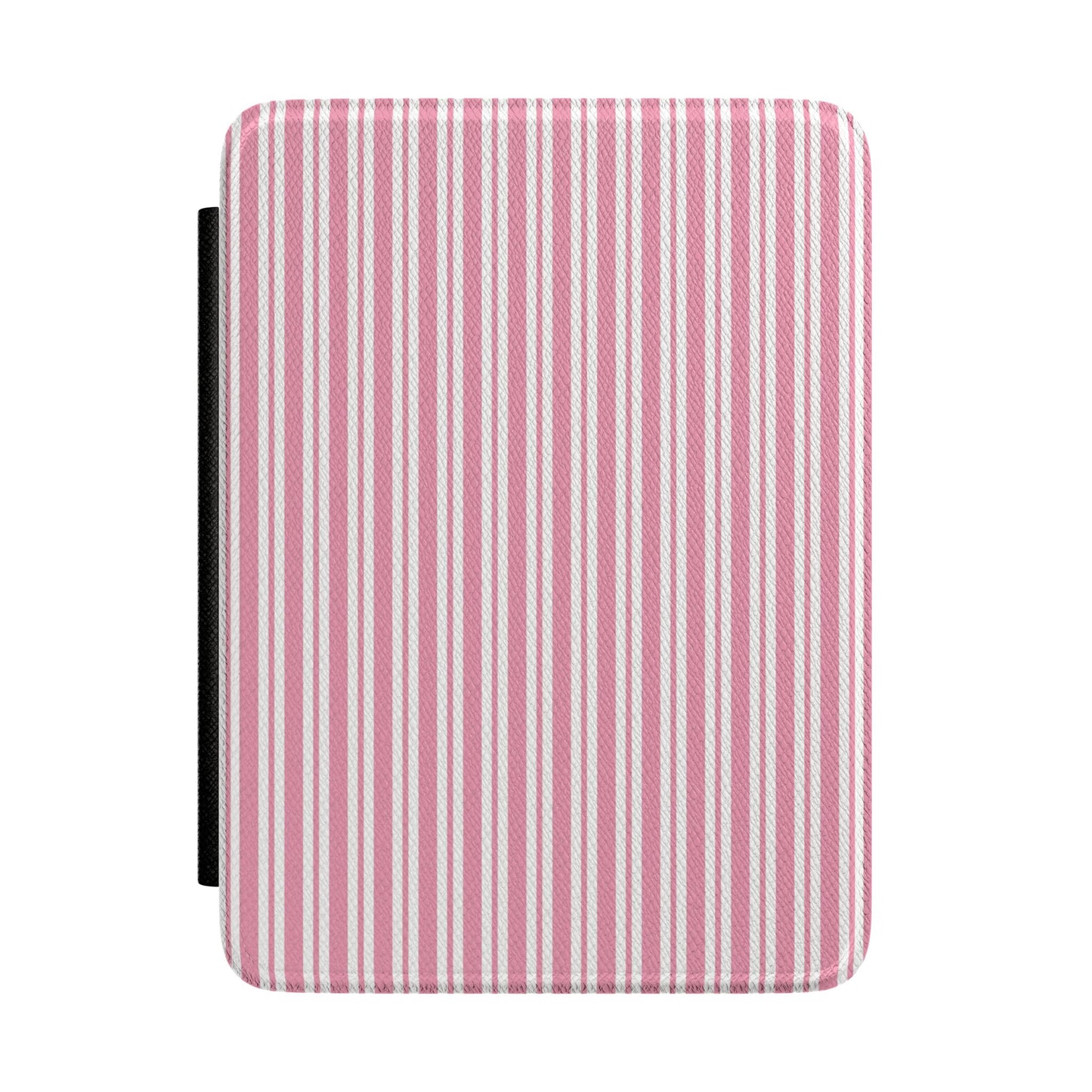 Pink candy stripe Kindle Paperwhite case front cover — Coquette Reader ticking gift for book lovers