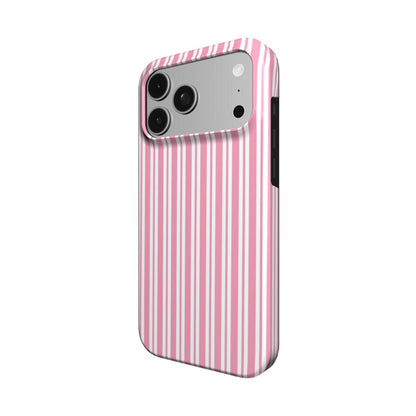 Pink Candy Stripe phone case – MagSafe iPhone case, angled view