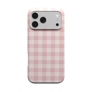 Pink Cottage Gingham phone case – MagSafe iPhone case, front view