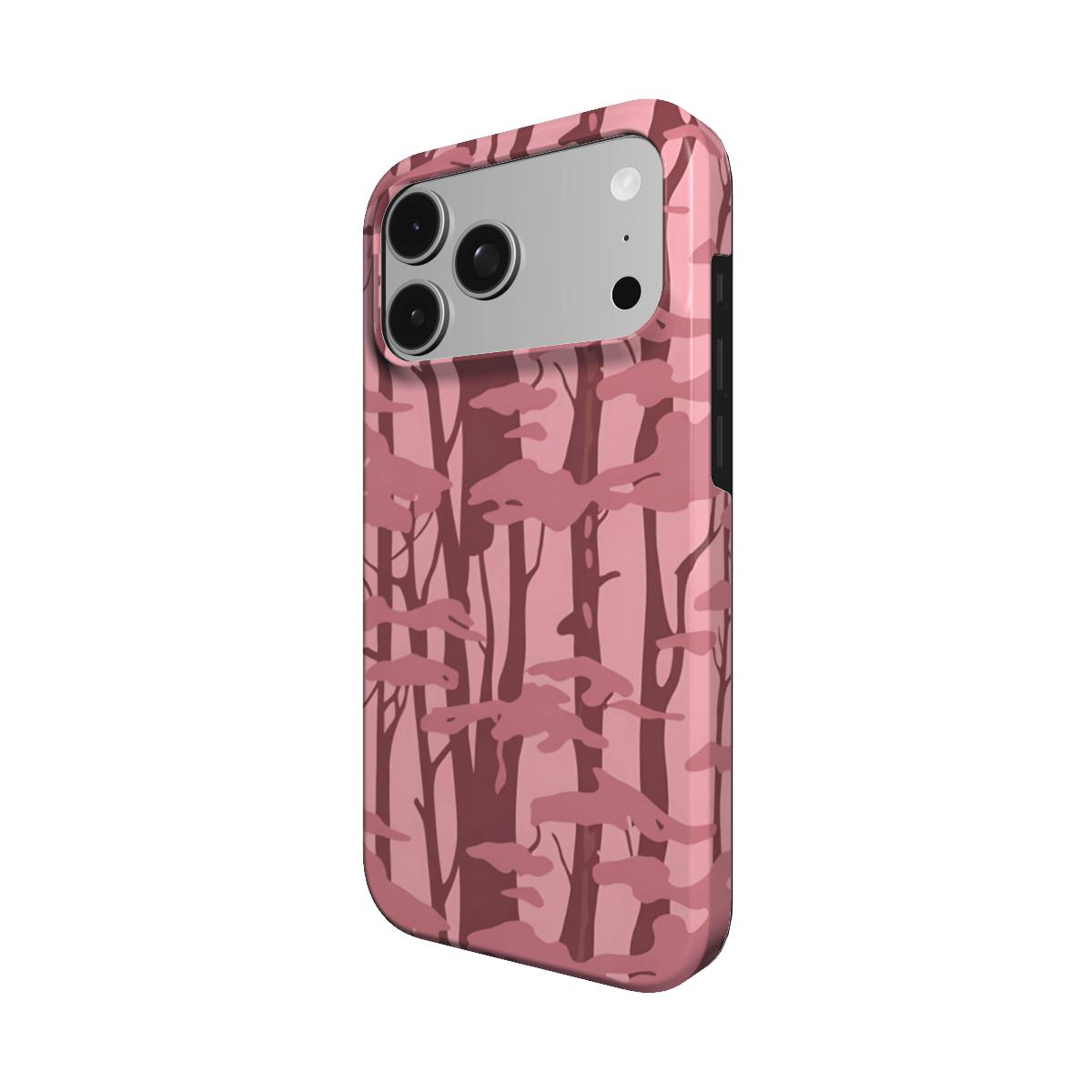 Pink Forest Camo phone case – MagSafe iPhone case, detail view